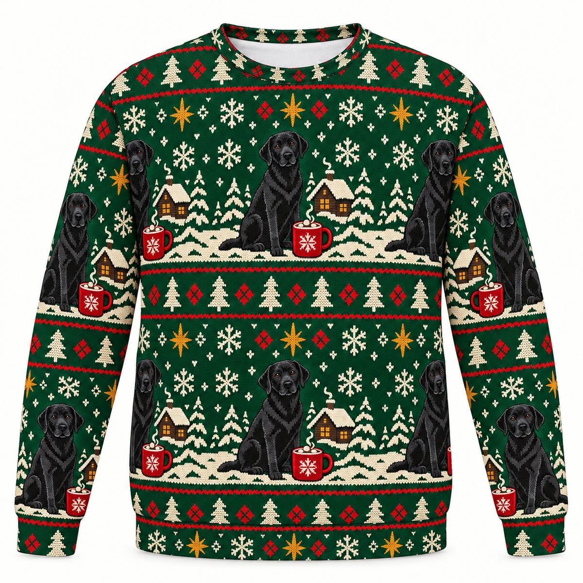Black Labrador Cocoa Cabin Ugly Sweater front