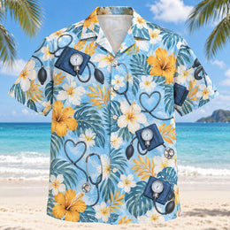 Blood Pressure Cuff Nurse Hawaiian Shirt