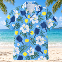 Blue Hibiscus Rally Pickleball Hawaiian Shirt