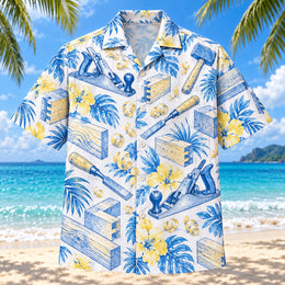 Blue Sketch Carpenter Hawaiian Shirt
