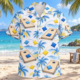 Blue Sketch Cornhole Hawaiian Shirt