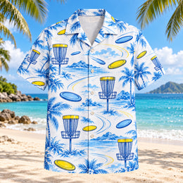 Blue Sketch Disc Golf Hawaiian Shirt