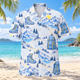 Blue Sketch Hiking and Backpacking Hawaiian Shirt