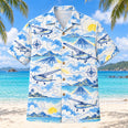 Blue Sketch Pilot and Aviation Hawaiian Shirt