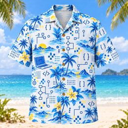 Blue Sketch Programmer Hawaiian Shirt