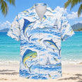 Blue Sketch Saltwater Fishing Hawaiian Shirt