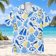Blue Sketch Scuba Diving Hawaiian Shirt