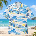Blue Sketch Surfing Hawaiian Shirt