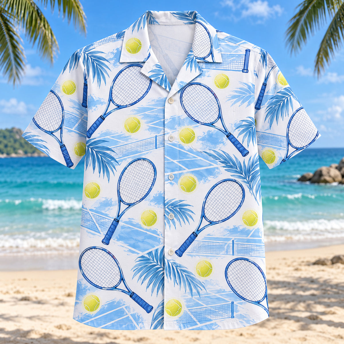 Blue Sketch Tennis Hawaiian Shirt
