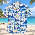 Blue Sketch Tent Camping Hawaiian Shirt