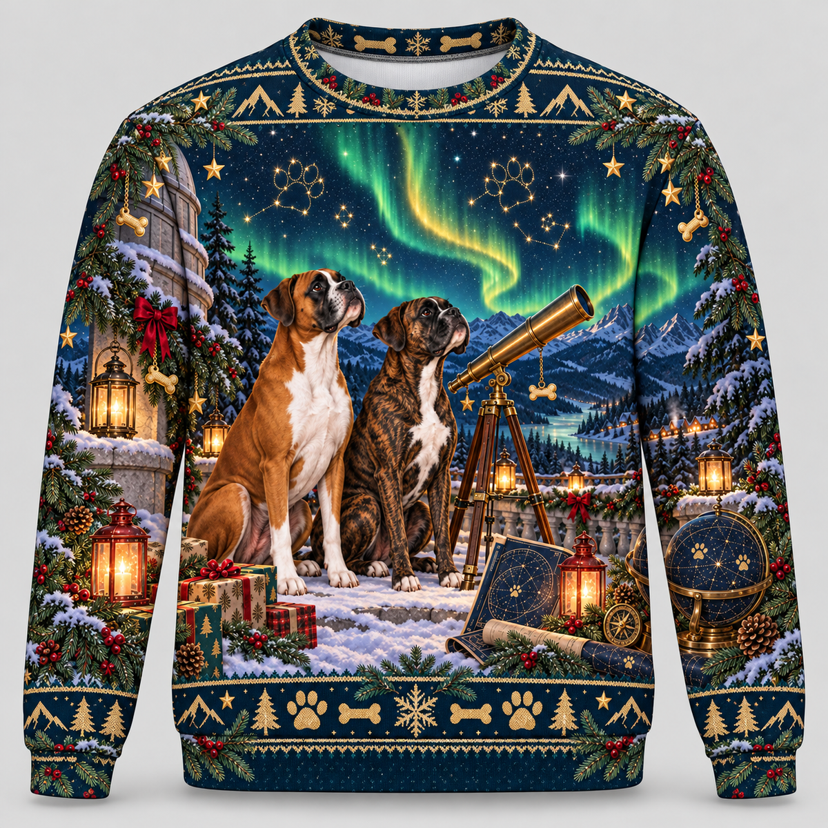Boxer Christmas Ugly Sweater – Northern Lights Observatory