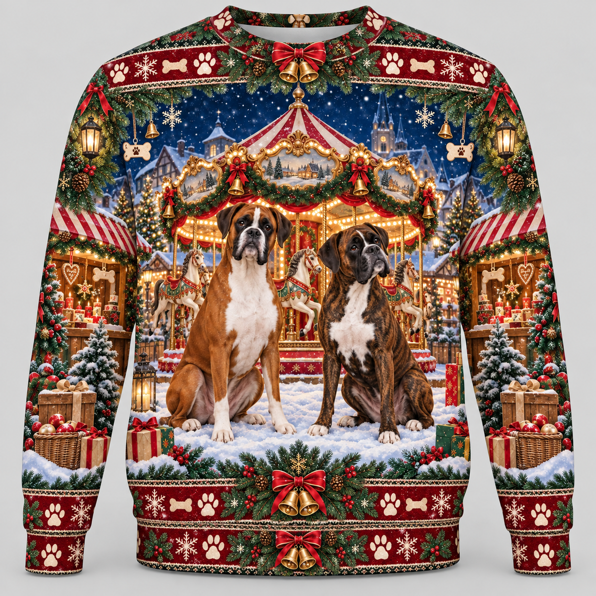 Boxer Christmas Ugly Sweater – Winter Market Carousel