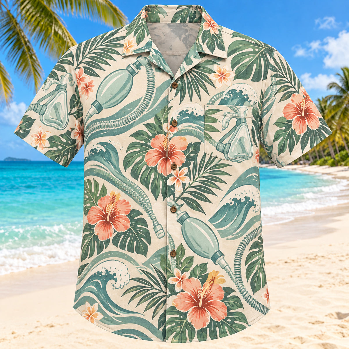 Breathing Wave Sage Respiratory Therapist Hawaiian Shirt
