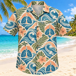 Breathing Wave Sunset Respiratory Therapist Hawaiian Shirt