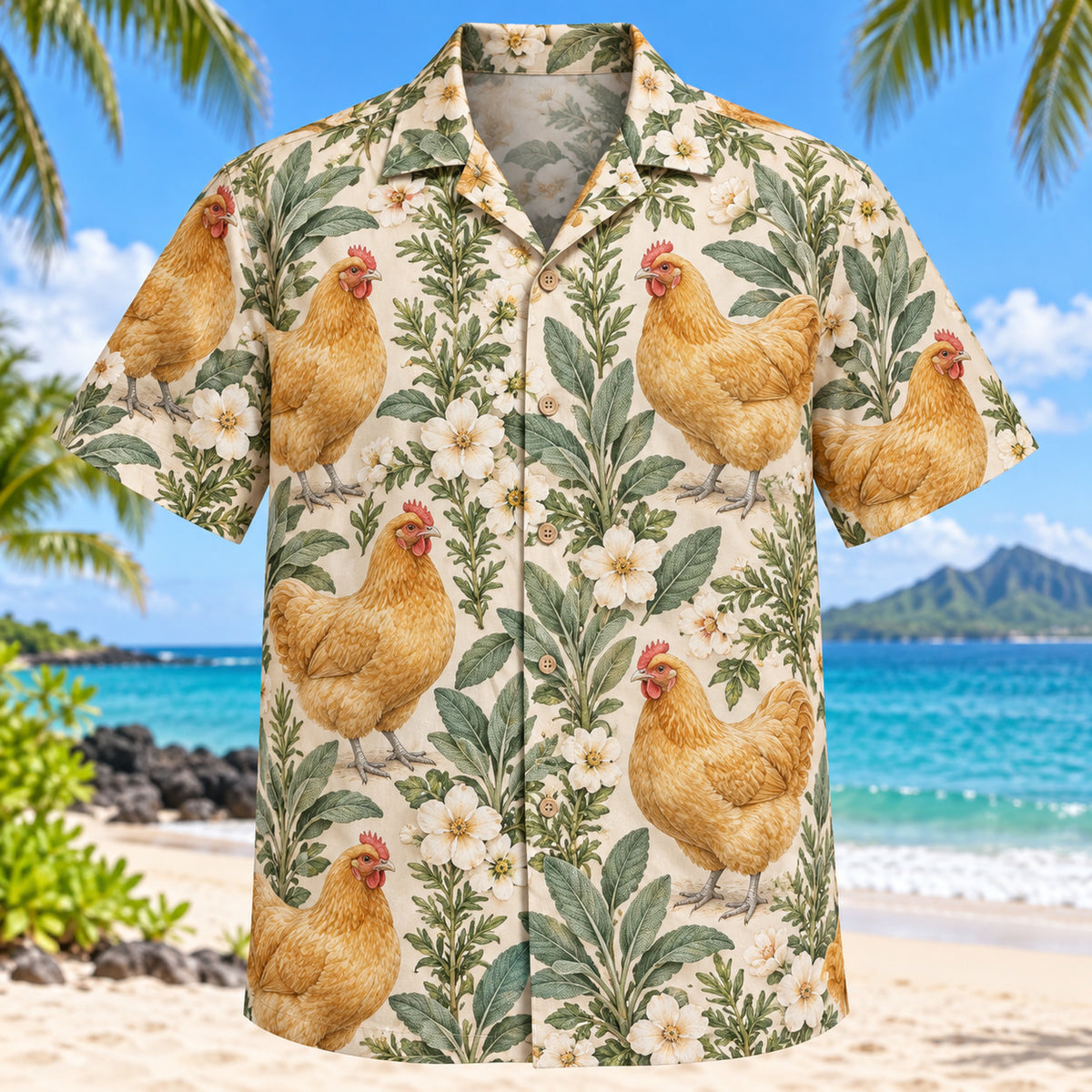 Buff Orpington Garden Chicken Hawaiian Shirt