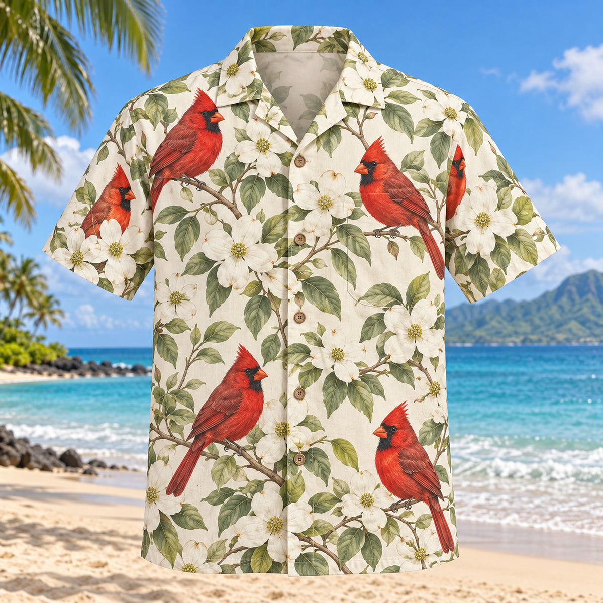 Cardinal Dogwood Birdwatching Hawaiian Shirt