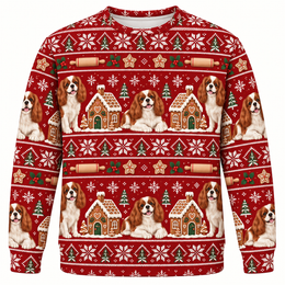 Cavalier King Charles Spaniel Christmas Gingerbread All Over Print Ugly Sweater