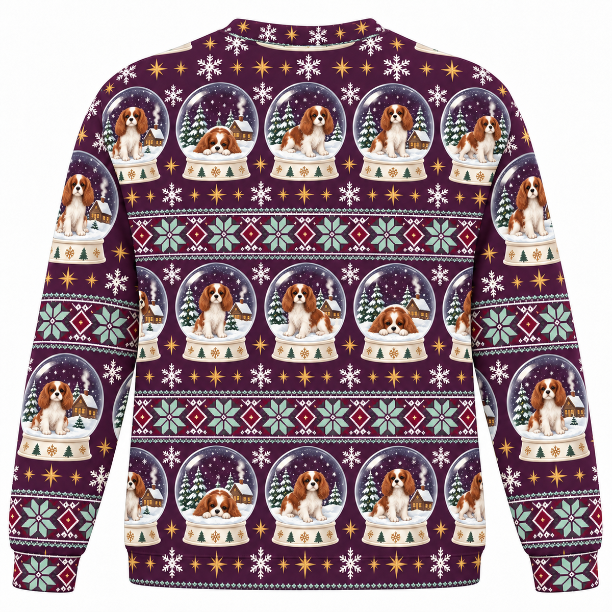 Cavalier King Charles Spaniel Christmas snow globes Ugly Sweater back view