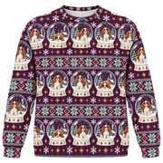 Cavalier King Charles Spaniel Christmas snow globes Ugly Sweater front view