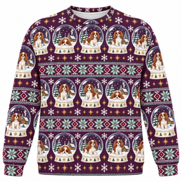 Cavalier King Charles Spaniel Christmas Snow Globes All Over Print Ugly Sweater