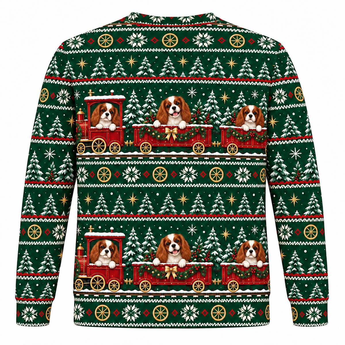 Cavalier Christmas Train Ugly Sweater back