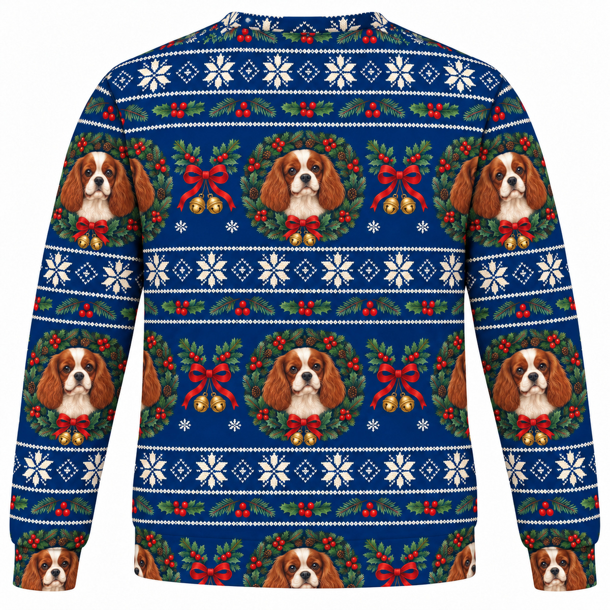 Cavalier Christmas Wreaths Ugly Sweater back
