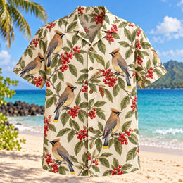 Cedar Waxwing Berry Birdwatching Hawaiian Shirt