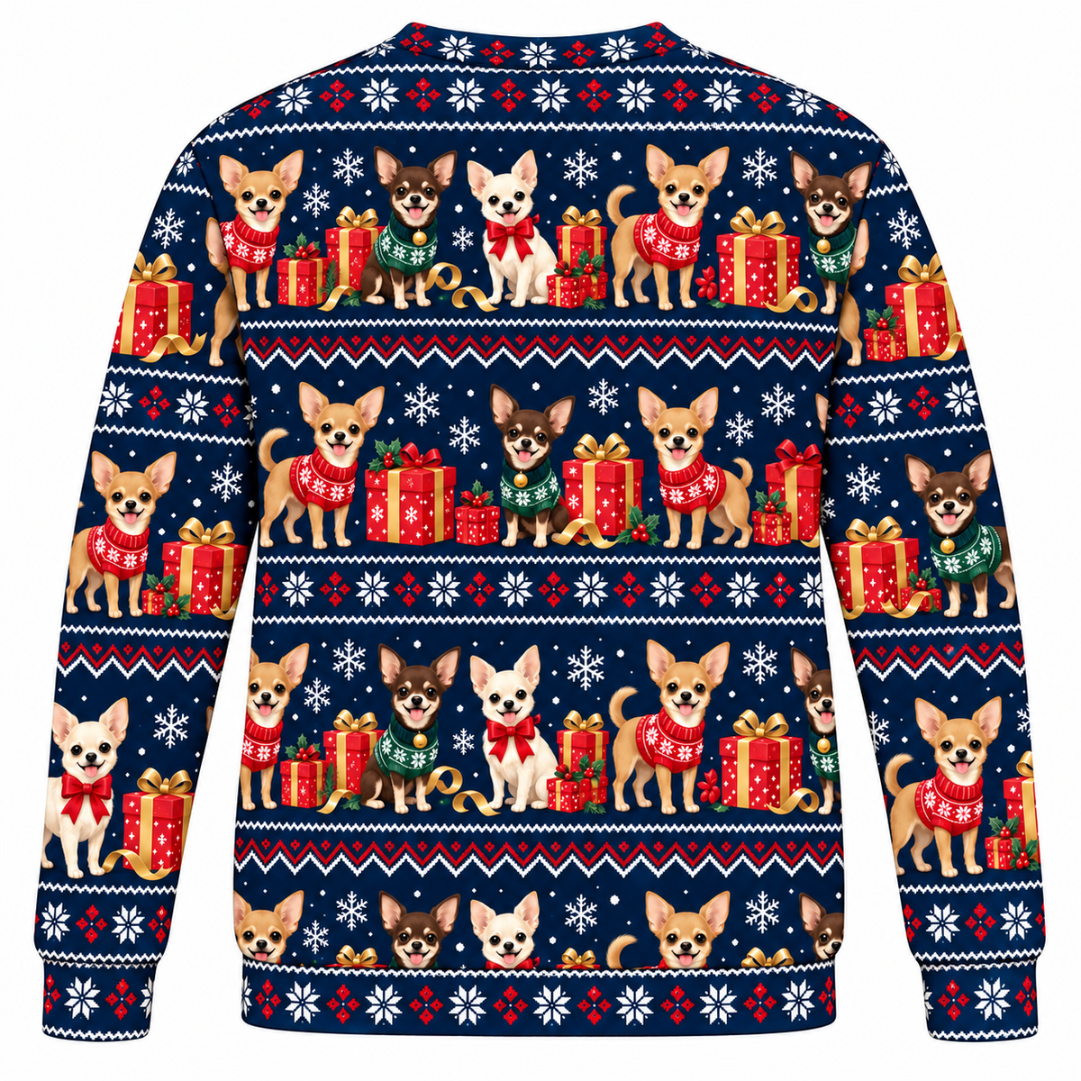 Chihuahua Christmas Gifts ugly sweater back view