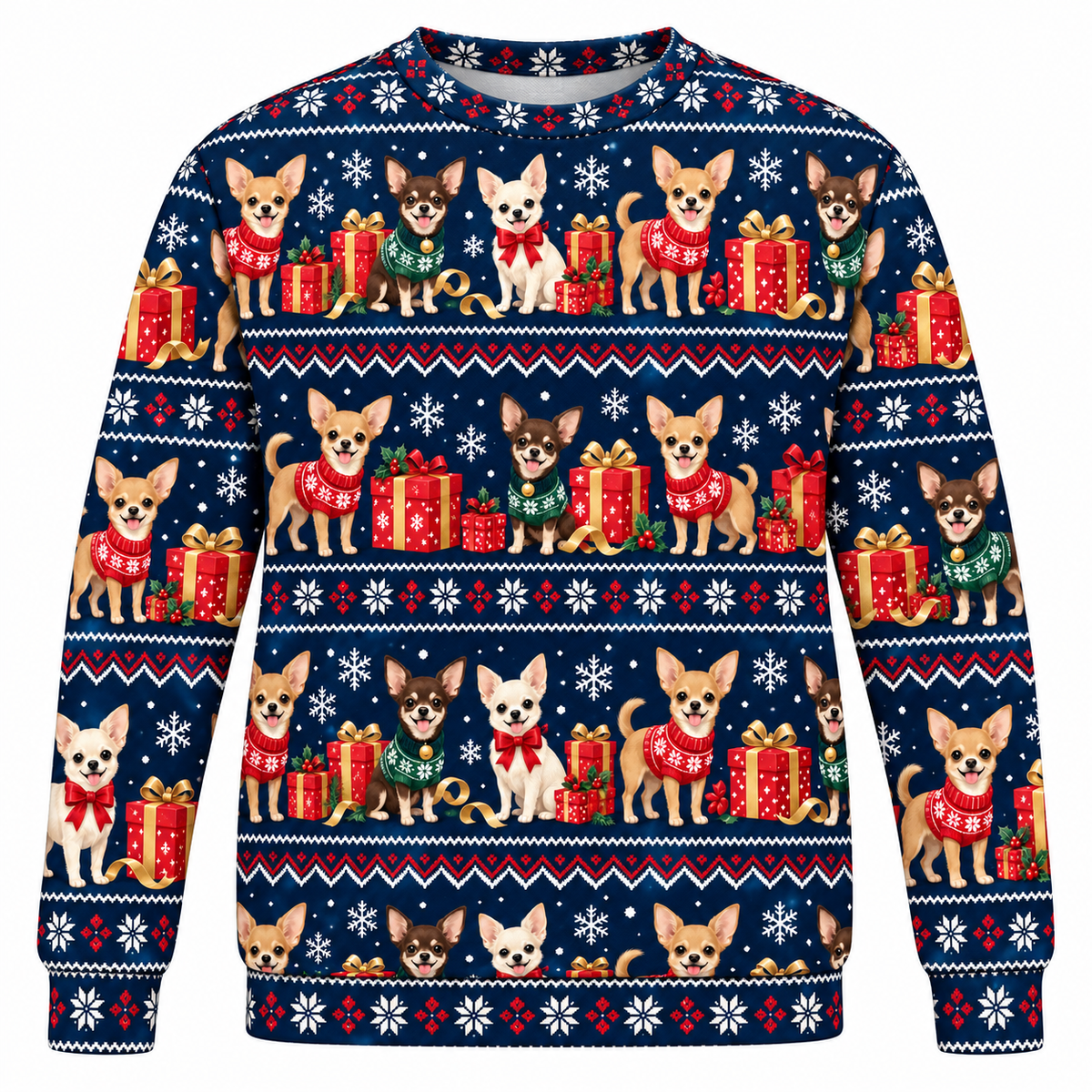 Chihuahua Christmas Gifts ugly sweater front view