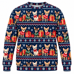 Chihuahua Christmas Gifts All Over Print Ugly Sweater