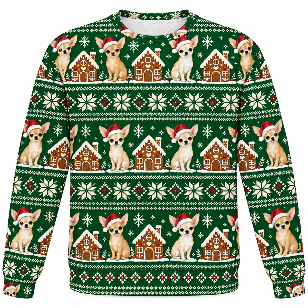 Chihuahua Gingerbread ugly sweater front