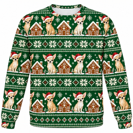 Chihuahua Gingerbread Christmas All Over Print Ugly Sweater