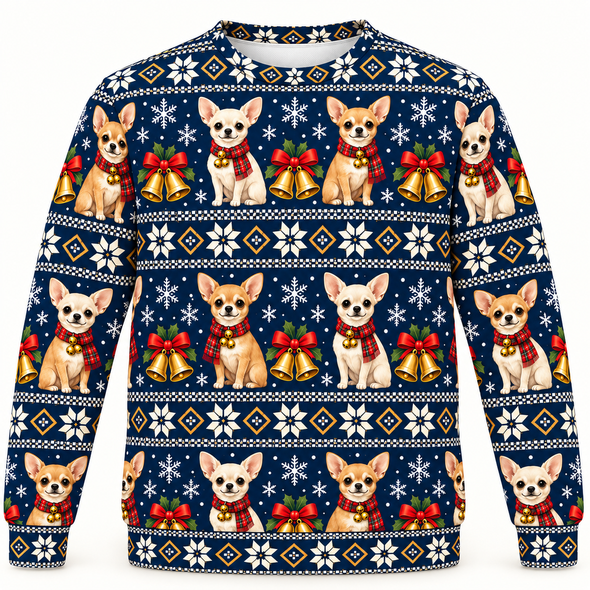Chihuahua Jingle Bells ugly sweater front