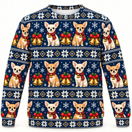 Chihuahua Jingle Bells Christmas All Over Print Ugly Sweater