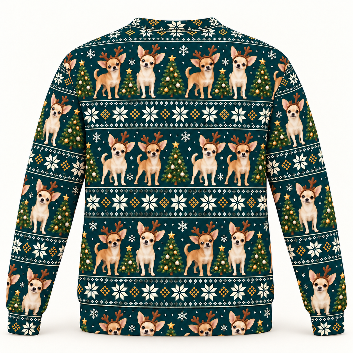 Chihuahua Reindeer ugly sweater back