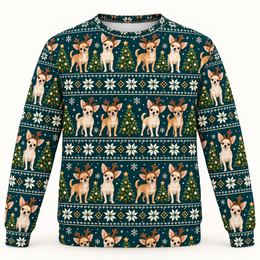 Chihuahua Reindeer Christmas All Over Print Ugly Sweater