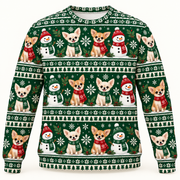 Chihuahua Snowman Friends ugly sweater front