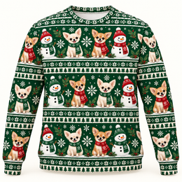 Chihuahua Snowman Friends Christmas All Over Print Ugly Sweater