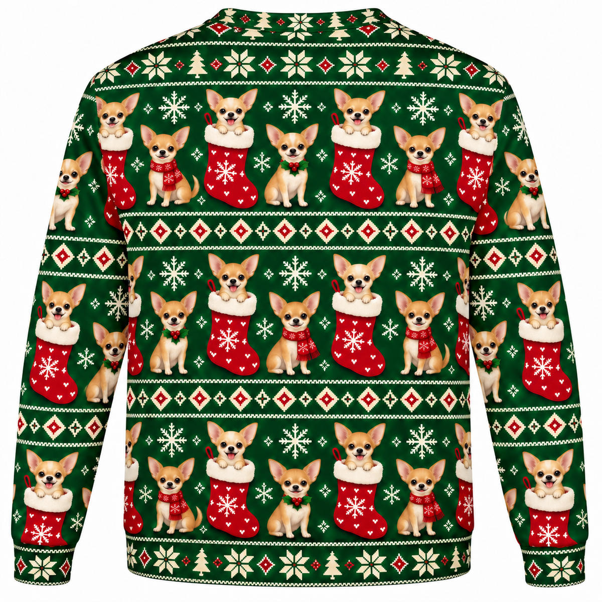 Chihuahua Christmas Stocking ugly sweater back view