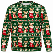 Chihuahua Christmas Stocking ugly sweater front view