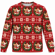 Chihuahua Christmas Wreath ugly sweater front
