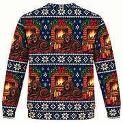 Chocolate Labrador Christmas Fireplace Ugly Sweater back
