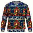 Chocolate Labrador Christmas Fireplace All Over Print Sweater
