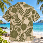 Back view of Circle Packing Mathematics Hawaiian Shirt with matching artwork in olive, sand, ivory