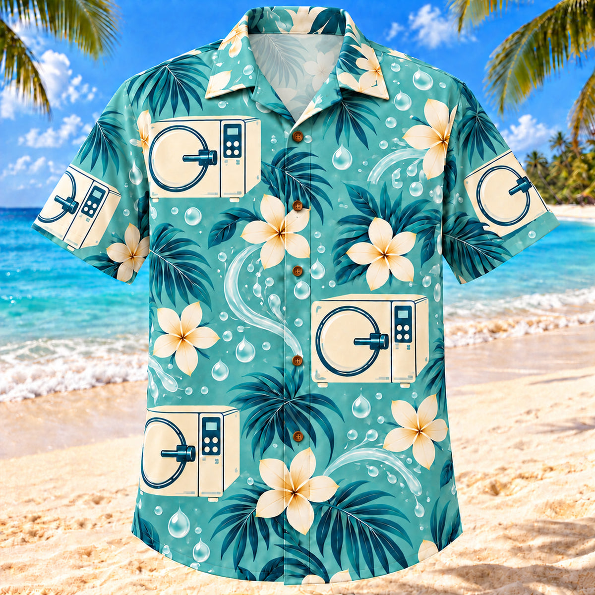 Clean Cycle Aqua Sand Sterile Processing Technician Hawaiian Shirt