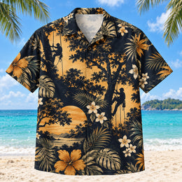 Climber Silhouette Arborist Hawaiian Shirt