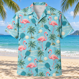 Coastal Flamingo Rally Pickleball Hawaiian Shirt