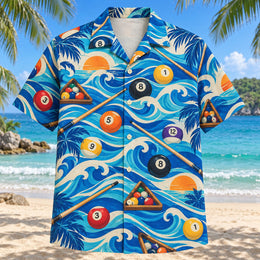 Coastal Waves Billiards Hawaiian Shirt