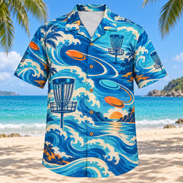 Coastal Waves Disc Golf Hawaiian Shirt