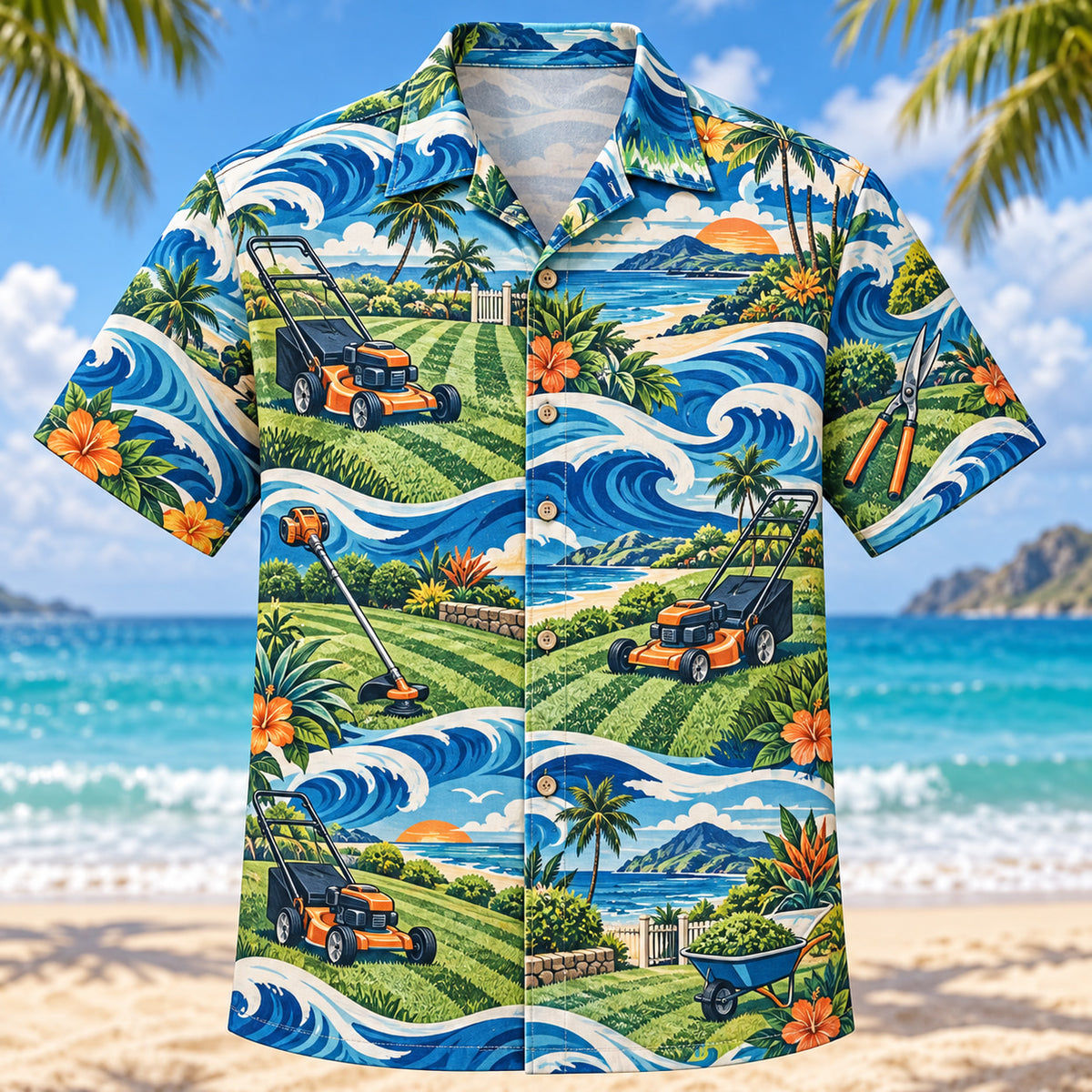 Coastal Waves Landscaper Hawaiian Shirt